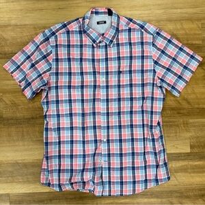 IZOD Men's Pink and Blue Plaid Shirt Size XL